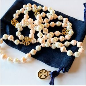 Tory Burch ■ Evie Pink Dipped Pearl Long Necklace